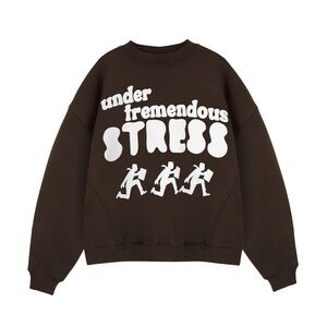 Sisters + Seekers Stress Crewneck Puff Print Sweatshirt Oversized Small